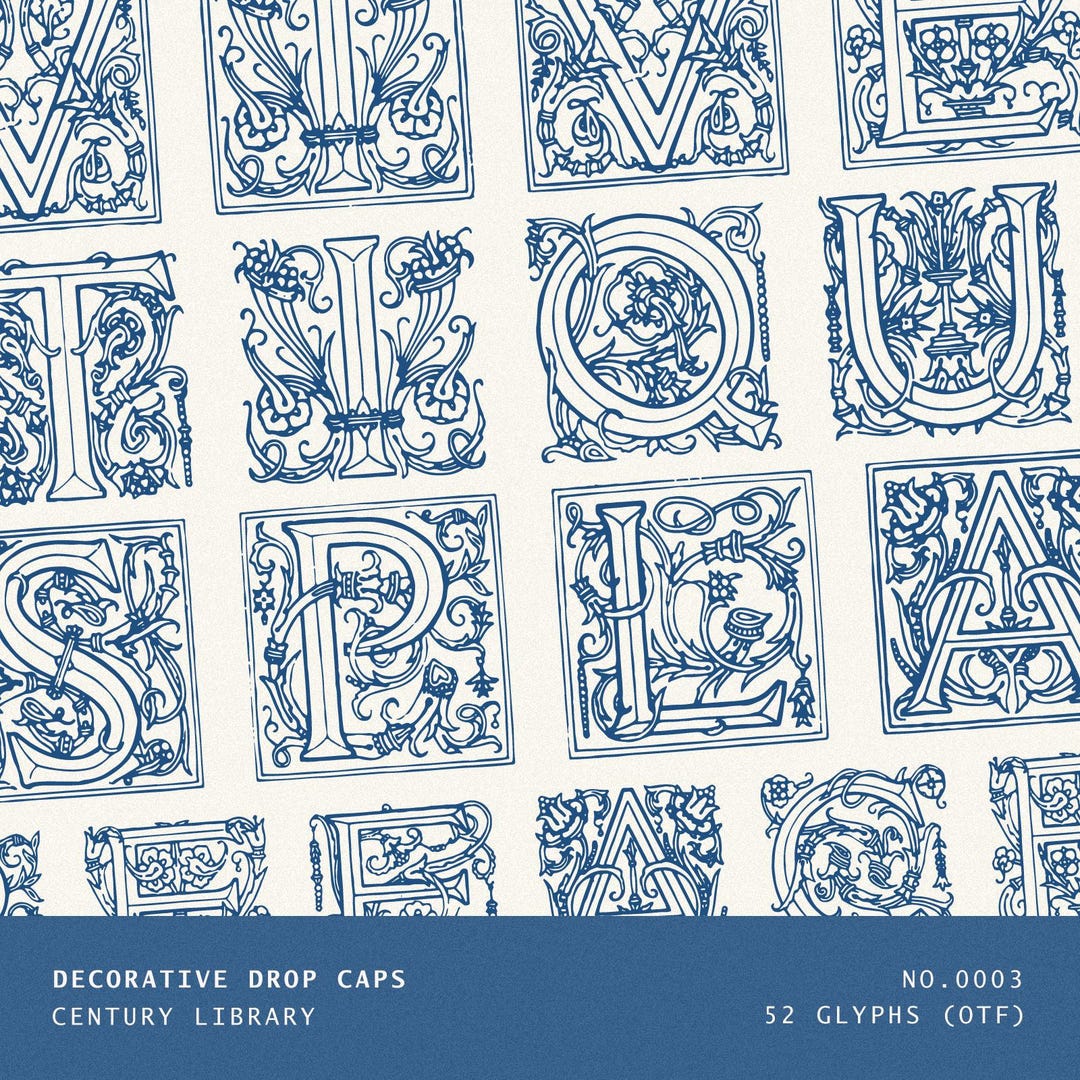Highly Ornate Vintage Drop Cap Font – 1800s Engraved Lettering With ...