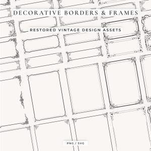 Bordes y marcos decorativos, ilustraciones de bordes vintage, invitaciones de boda (PNG, SVG)