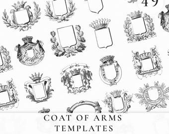 Vintage Coat of Arms Illustration Pack: Heraldic Shield Clipart (PNG & SVG Digital Download
