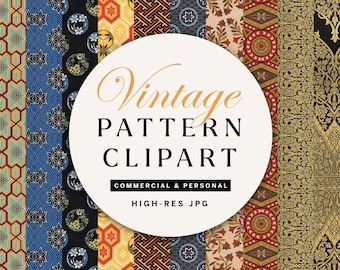 Digital Vintage Patterns, 10 Downloadable Retro Backgrounds, Digital Papers | Volume 2