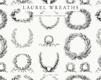 Diseños SVG y PNG de coronas de laurel decorativas: recursos de diseño victorianos descargables