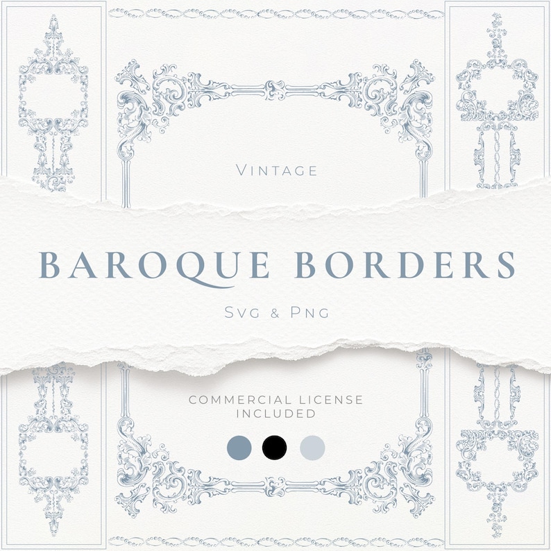 Baroque Borders and Clipart: Vintage Ornate Design Elements (SVG & PNG ...