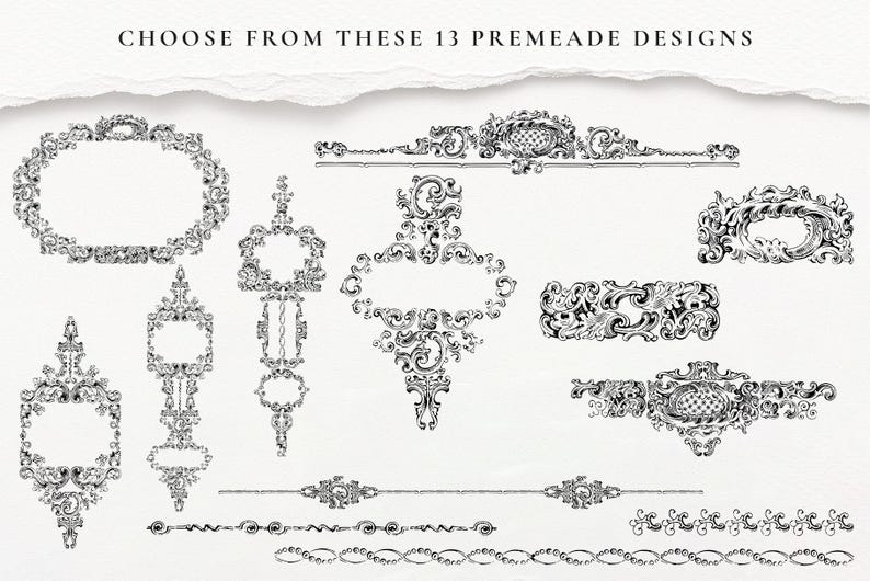 Baroque Borders and Clipart: Vintage Ornate Design Elements (SVG & PNG ...