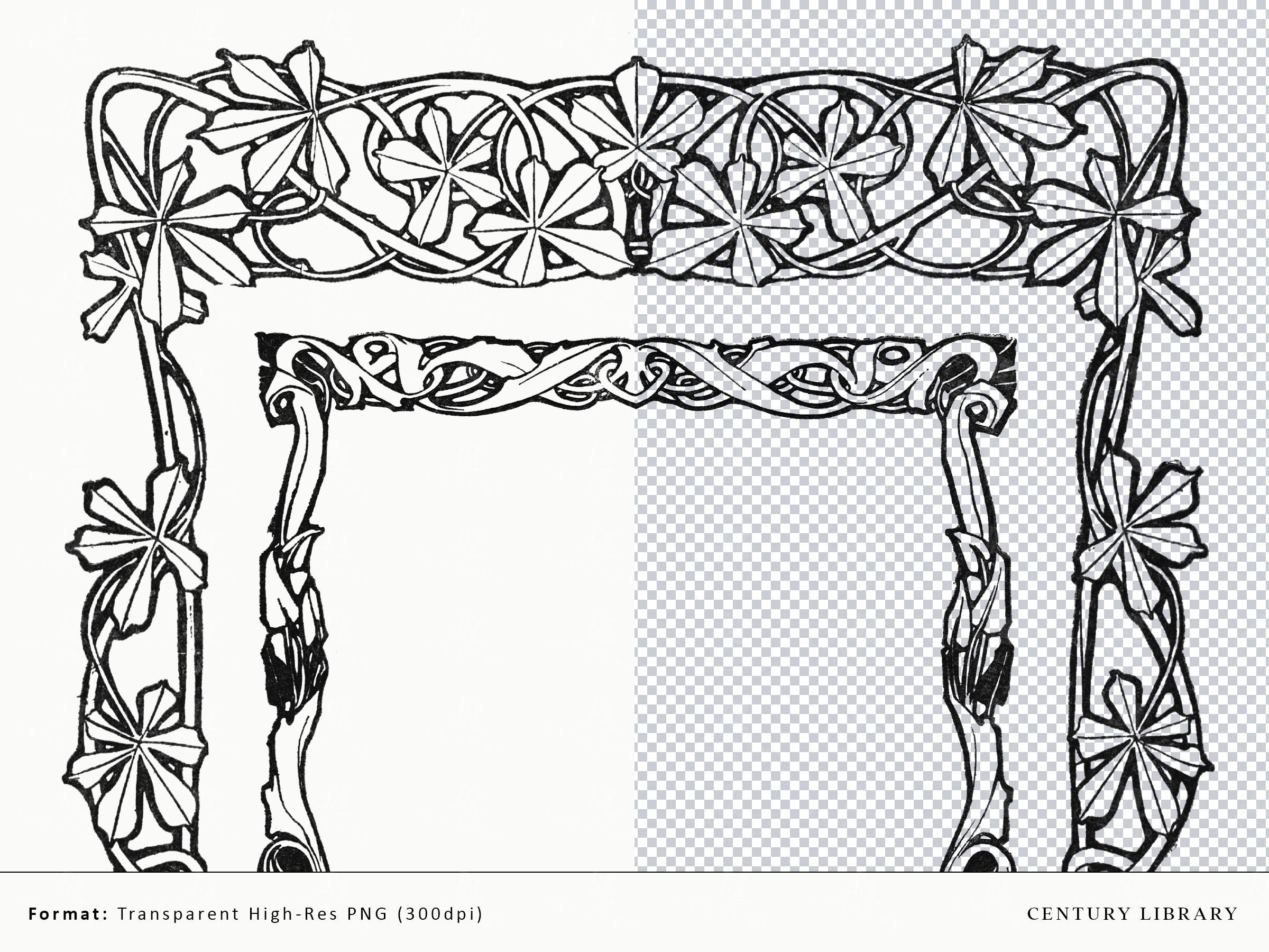 Eclectic Border Eclectic Vintage Borders Collection, Antique 1800s Decorative Frames ...