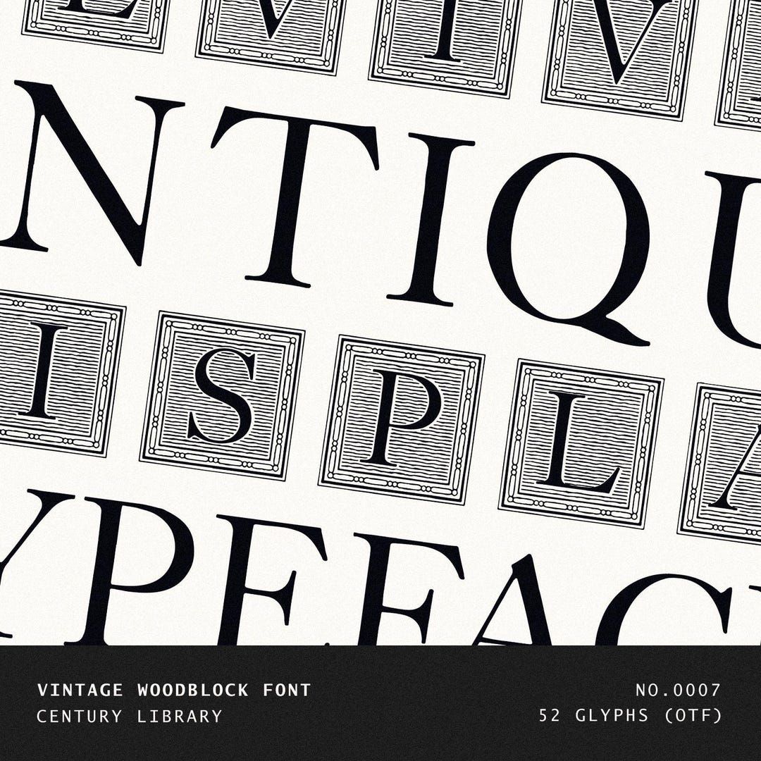 Striped Engraved Border Font – 19th Century Letterpress-style Display ...