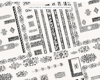 Vintage Ornament Frame Elements, High-Resolution PNGs for Scrapbooking, Invitations, and Digital Projects