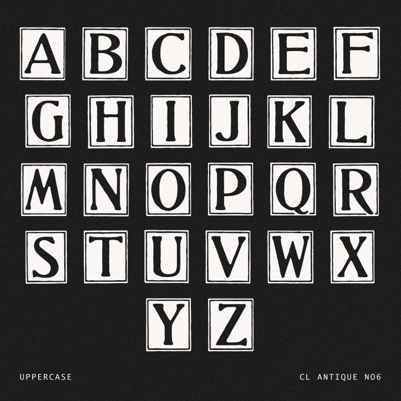 Vintage Block Letter Font – Bold and Textured 1800s Woodcut Style (CL ...