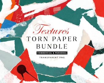 PNG-Bundle mit Texturen aus zerrissenem Papier: 65 Hintergründe mit zerrissenem Papier (Digitaler Download)