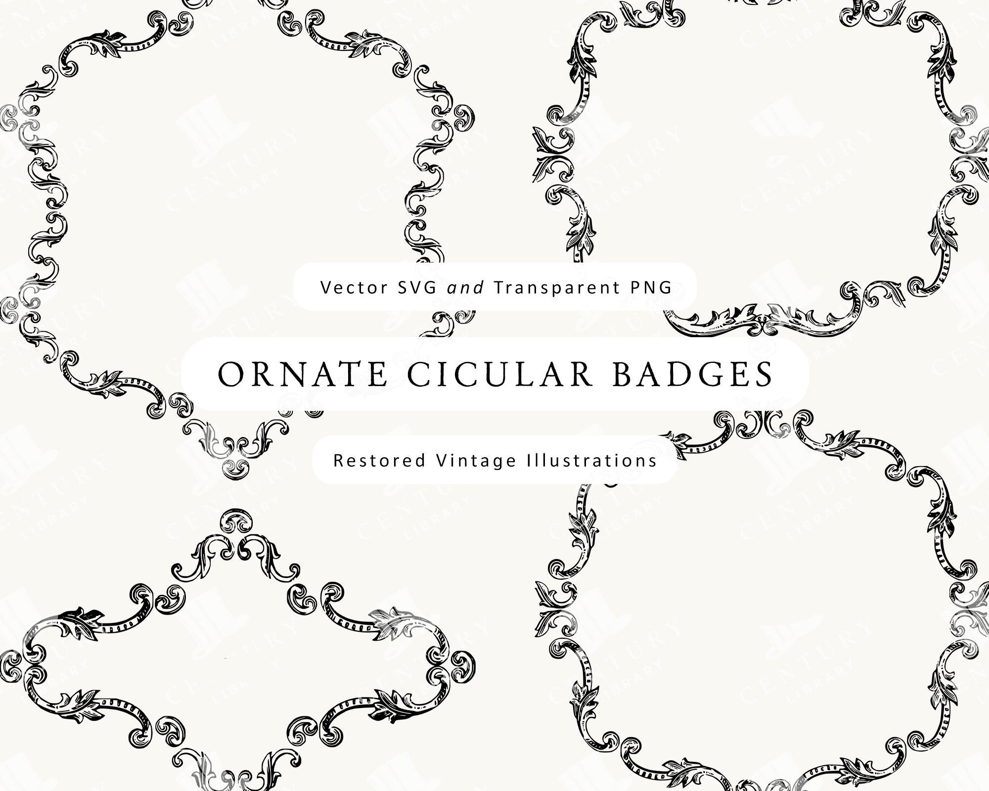 Ornate Scroll Frame Clipart: Vintage Style Borders (PNG, SVG