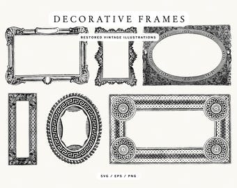Vintage ram clipart: Viktorianska kantillustrationer (PNG, SVG, EPS)