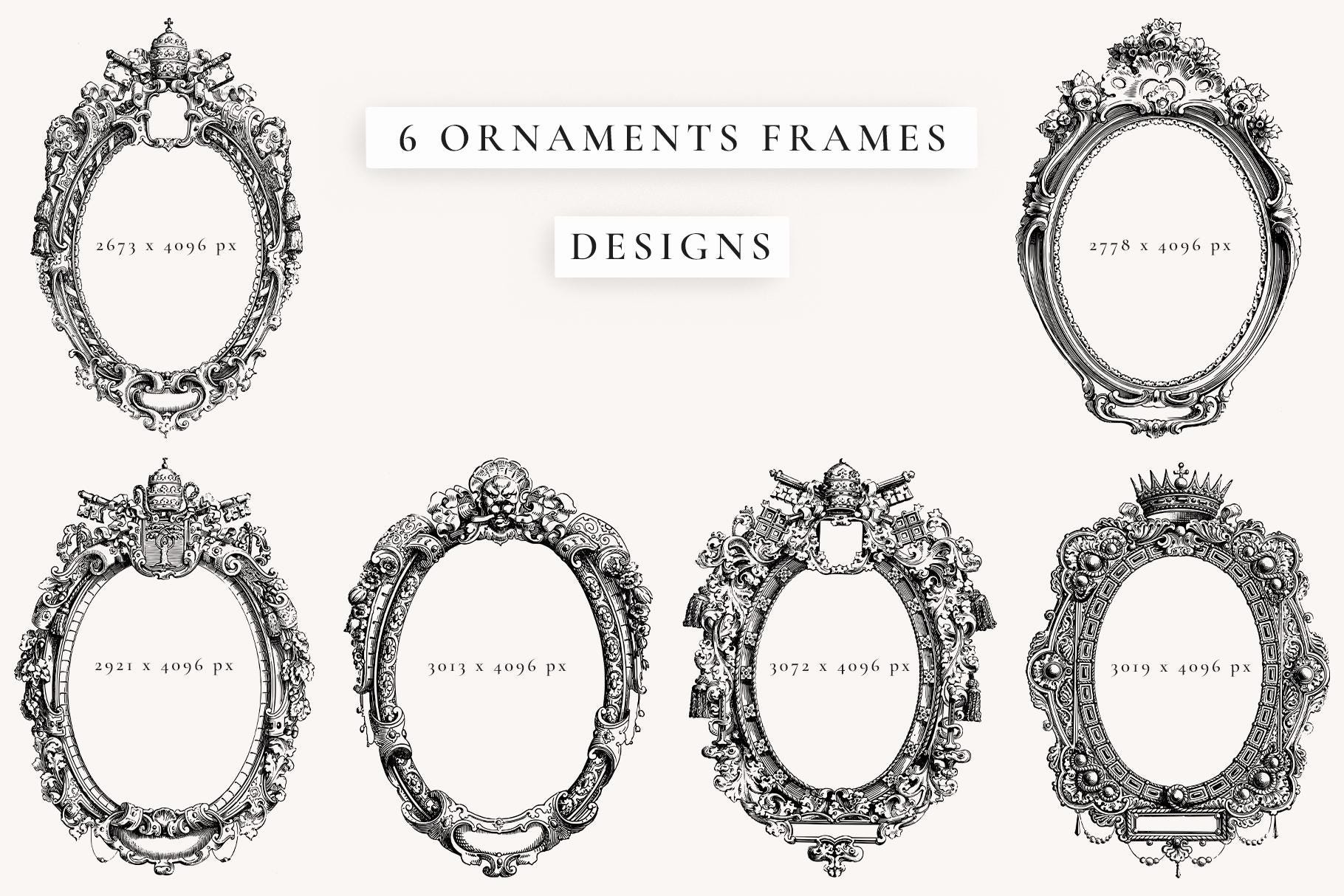 Ornamental Frames Collection Vol 5, Vintage Decorative Frame Set (PNG ...