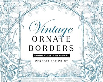 Vintage Ornate Borders PNG SVG Bundle: Wedding Invitation Frames