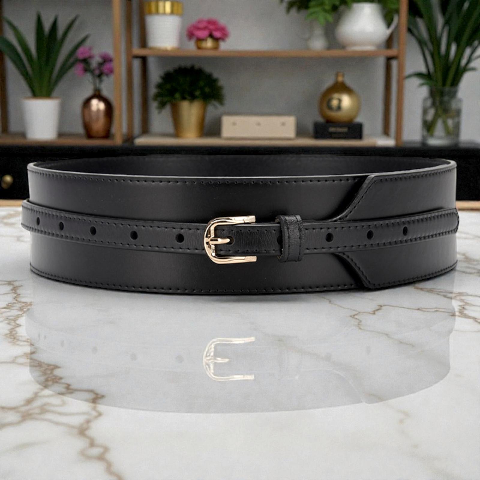 8443 Black Corset Belt Leather Wide Waist Vintage Accessoriess Black corset belt Faux Leather corset top Underbust belt  main image 2