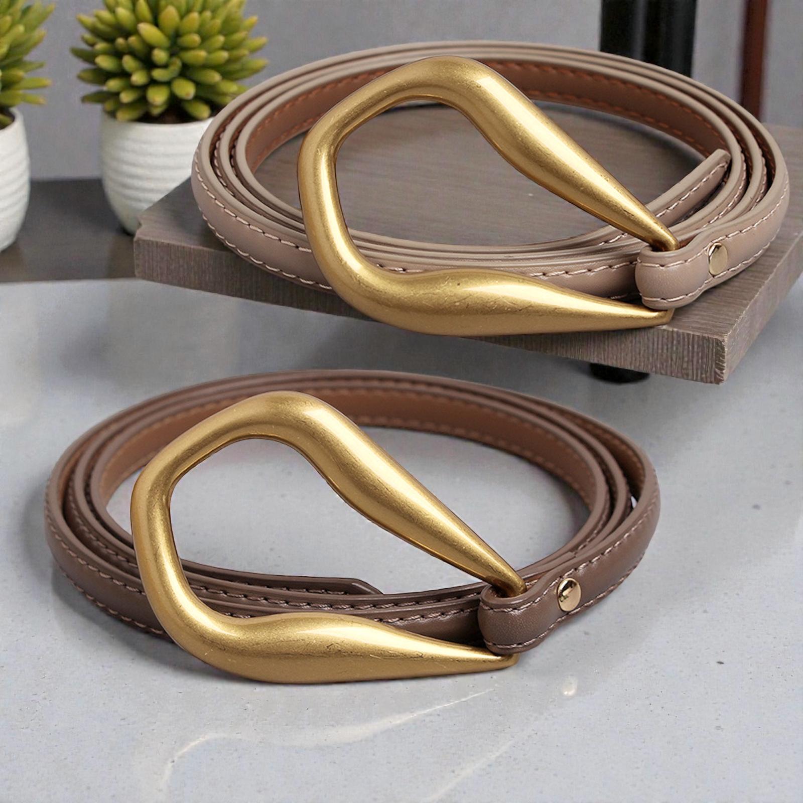 Single Strap Women Leather Belt , Gold Horseshoe Buckle  display picture 1