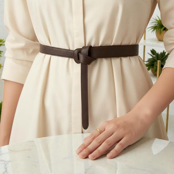 chinese dress ladies Personalized Leather Dress Belt for Women, Self Tie Leather Belt, Brid –  ArriaHome LLC main image 1