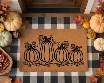 Alfombra de bienvenida con forma de calabaza de otoño, felpudo de fibra de coco para Acción de Gracias, regalo navideño de otoño, decoración para el porche de una casa nueva, alfombra de cosecha.