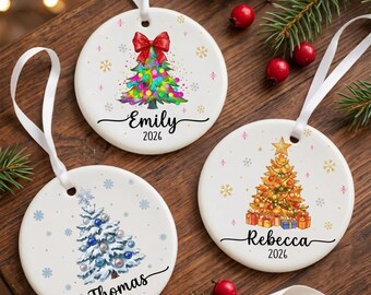 Custom Name Ceramic Ornament, Personalized Christmas Tree Keepsake, Unique Holiday Gift, Christmas Ornament