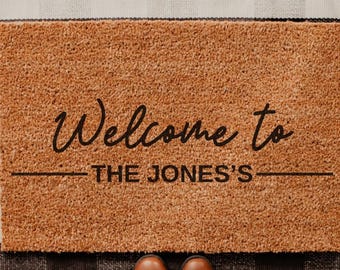 Personalised Brush Door Mat Front Door Mat Custom Printed First Home Couple's Gift Family Name