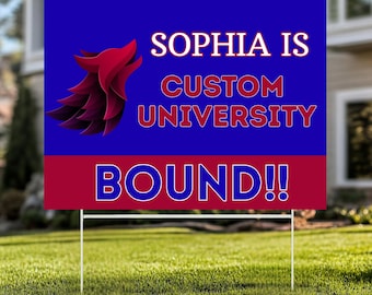 Letrero personalizado para jardín "Camino a la universidad", Letrero de graduación para estudiantes de último año de la Clase de 2026, Regalo personalizado para graduados universitarios, Letrero de césped personalizado