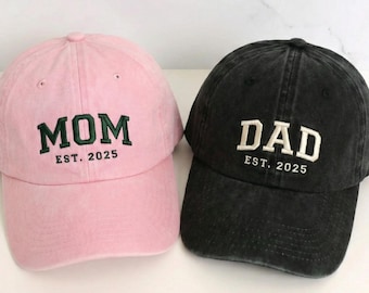 Gorra personalizada para mamá y papá, gorra de béisbol personalizada para nuevos padres, gorra vintage bordada para papá, regalo para revelar el embarazo, Día de la Madre