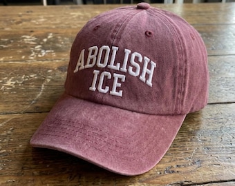Gorra de béisbol bordada "Abolish ICE", gorra de justicia social, regalo para activistas con mensaje político, equipo de protesta, gorra unisex de algodón blanco.