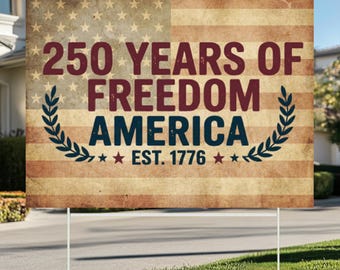 USA 250th Anniversary Yard Sign, 1776-2026 Freedom Celebration, Patriotic American Flag Lawn Decor, July 4th American Outdoor Decoration
