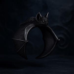 Bague chauve-souris noire, bijou gothique ajustable en alliage de zinc