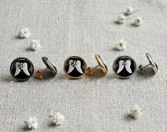 Pendientes de acero inoxidable Depeche Mode, pendientes Memento Mori, pendientes unisex, pendientes asimétricos, caja de regalo incluida.