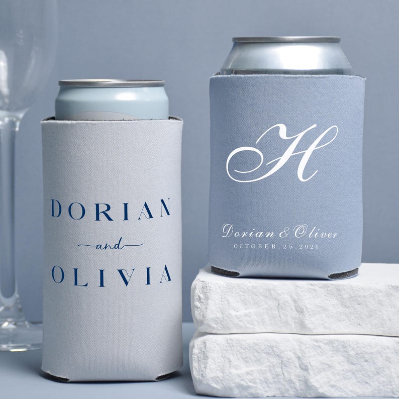 Personalized Wedding Can Cooler, Custom Koozie Wedding Favors, Monogrammed Bridal Shower Gift image 10