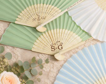 Personalized Silk Wedding Fan – Custom Text Folding Hand Fan – Elegant Guest Favor for Summer Ceremony