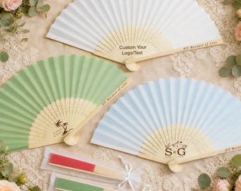 Personalized Silk Wedding Fan – Custom Text Folding Hand Fan – Elegant Guest Favor for Summer Ceremony