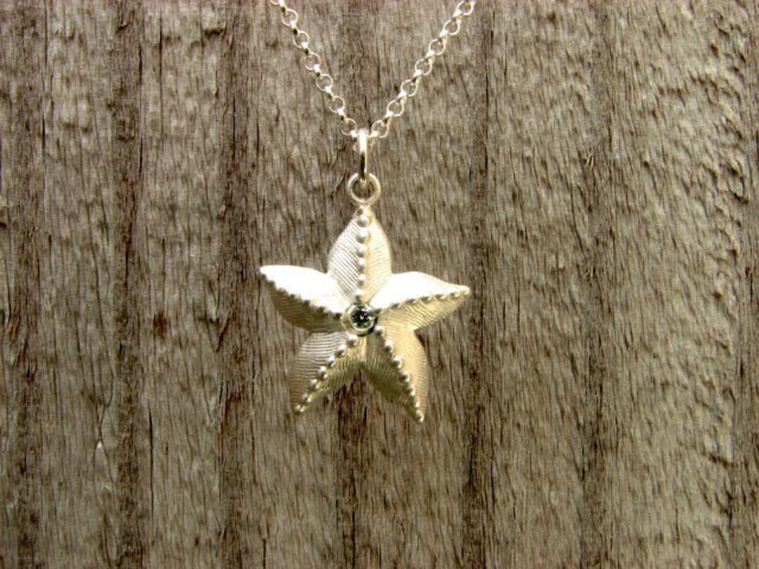 Starfish ~ Solid 925 Sterling ~ Silver Pendant With Diamond - Etsy