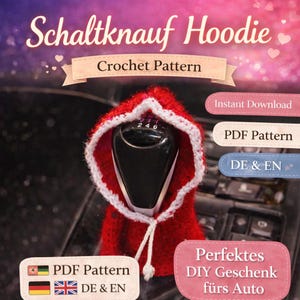 Crochet Gear Shift Cover Hoodie Pattern (PDF) | German & English | DIY Car Accessories