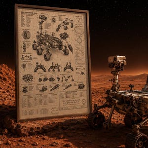 Mars Rover Blueprint Poster | Opportunity Engineering Schematic Wall Art | Space Lover Gift