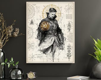 Doctor Strange Poster, Marvel Blueprint Wall Art