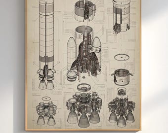 SpaceX Starship Blueprint Poster: Spacecraft Schematic Wall Art, Space Engineering Print