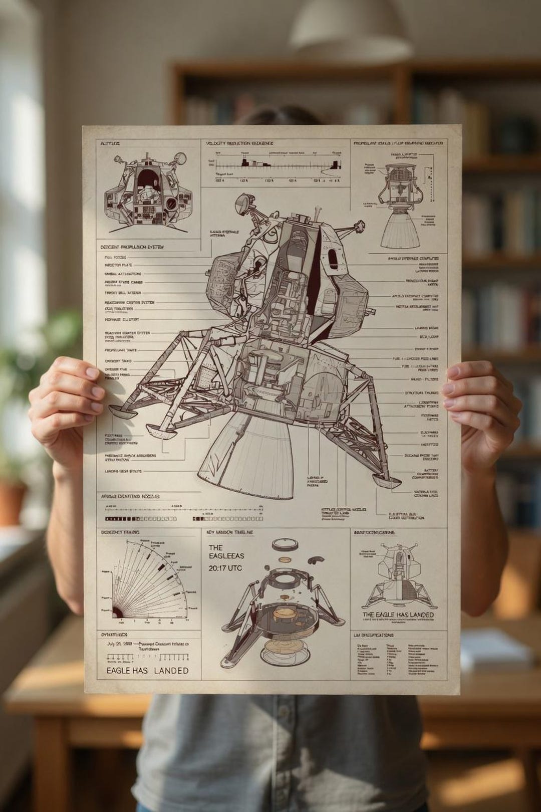 Apollo 11 Lunar Module Schematic Poster | NASA Moon Landing Blueprint ...