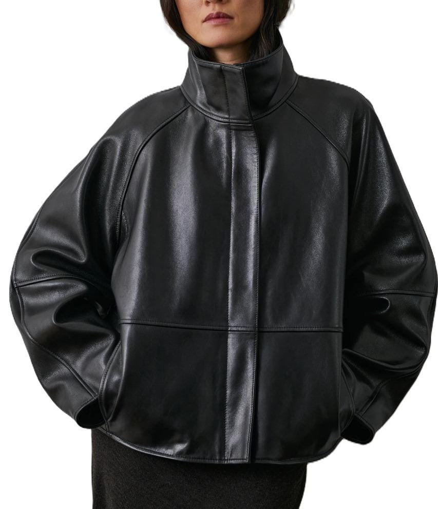 High Neck Leather Jacket - Etsy