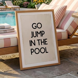 Go Jump In The Pool Canvas Poster,  Pool House Decor, Surf Tapestry Flag, Beach Wall Art, Coastal Decor Wall Banner