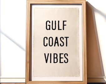 Gulf Coast Vibes Vintage Canvas Wall Poster: Coastal Canvas Banner for Relaxed Beach Homes