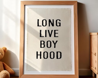 Long Live Boyhood Canvas Banner, Rustic Kids Room Decor