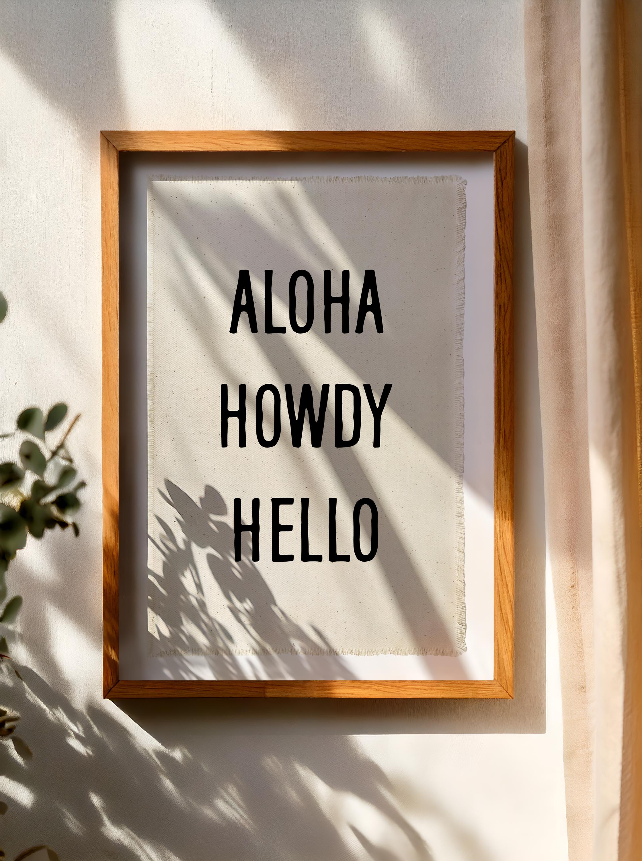 Aloha Howdy Hello Canvas Banner, Vintage Coastal Wall Decor - Etsy