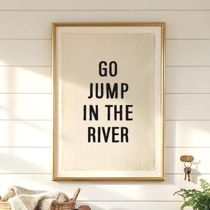 Canvasposter 'Ga in de rivier springen', decoratie voor een huis aan de rivier, surfvlag, strandmuurdecoratie, muurbanner met kustthema