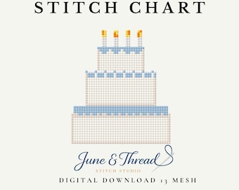 Pastel de cumpleaños para principiantes - Patrón digital para bordar - Descarga en PDF