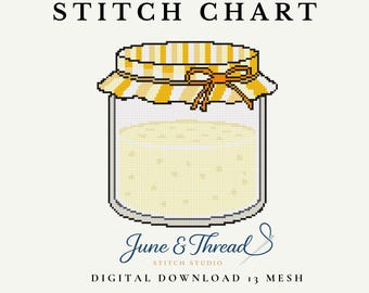 Gráfico de bordado y punto de cruz para un frasco de masa madre (descarga digital en PDF)