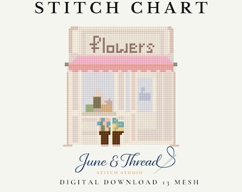 Floristería para principiantes - Patrón digital de bordado y punto de cruz - Descarga en PDF