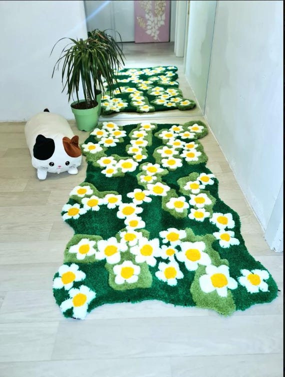 Handgetufteter Teppich Blumenwiese tufting rug