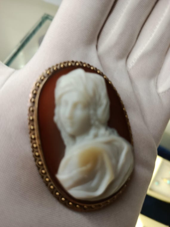 14k Gold Hardstone Cameo Brooch since 1860 View 4