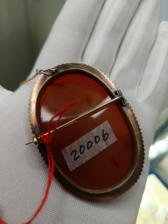 14k Gold Hardstone Cameo Brooch since 1860 View 6
