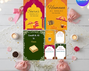 DIY Jhumka & Armreif Karten | Chudiyan Favor Ideen für Mendhi Jago Events | Sofort Download